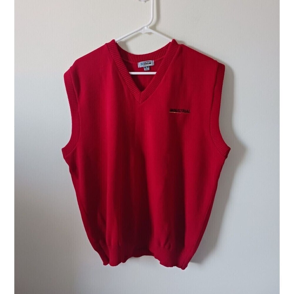 Andrew Rohan Edwards Mens Sweater Vest Knit V‎ Neck Usa Made Red Size L